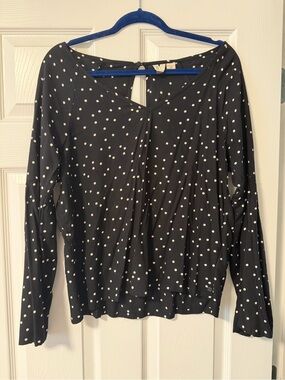 Roxy Black and White Polka Dot V-Neck Blouse